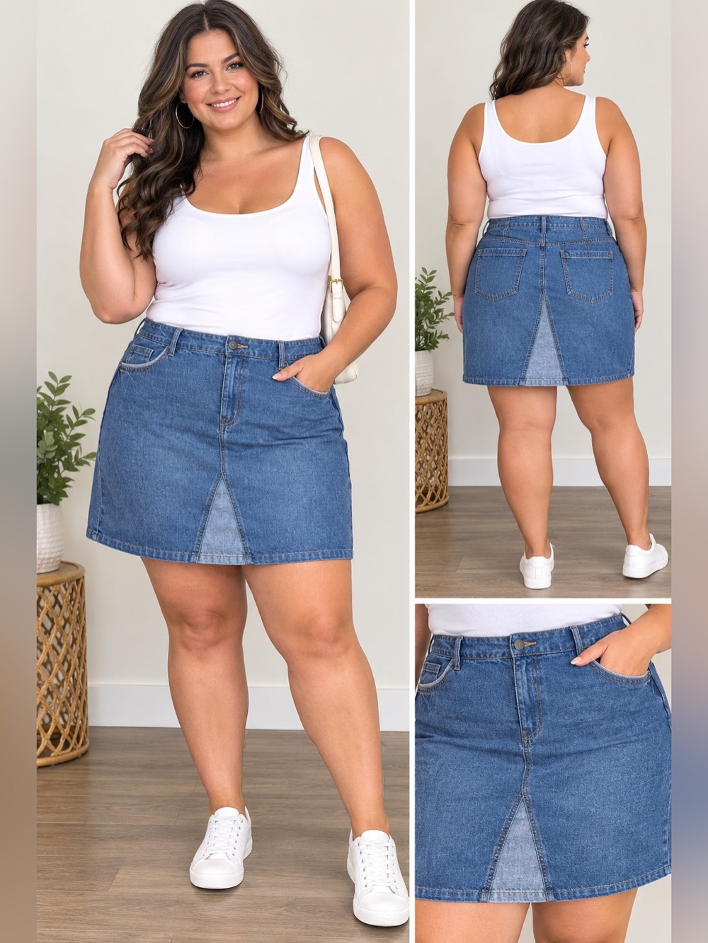 Fat Face Skirt Light Blue Denim Mini